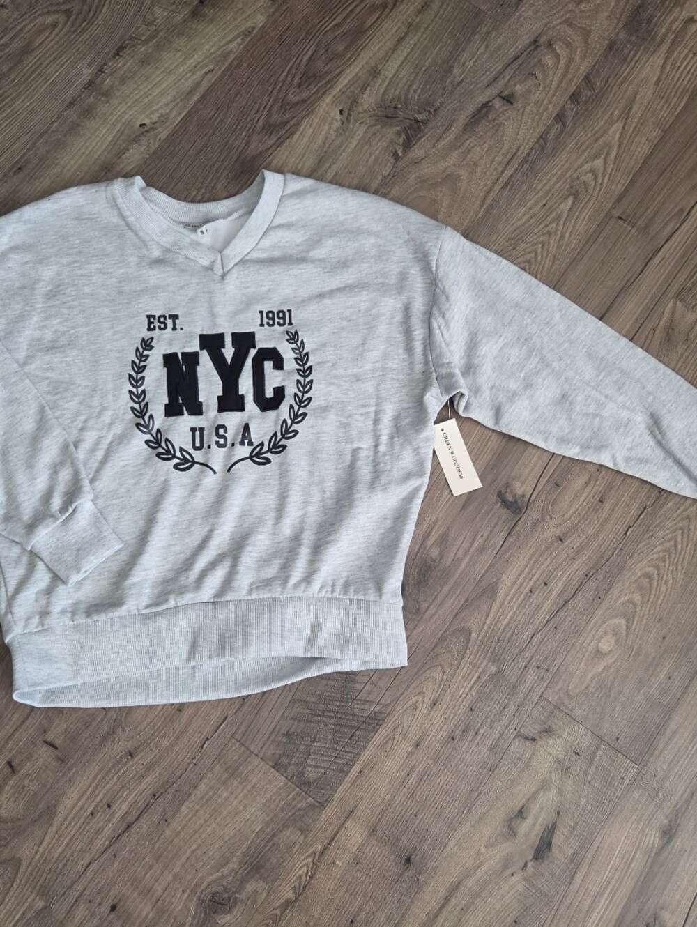 Goddess Light Gray NYC V-Notch Sweater